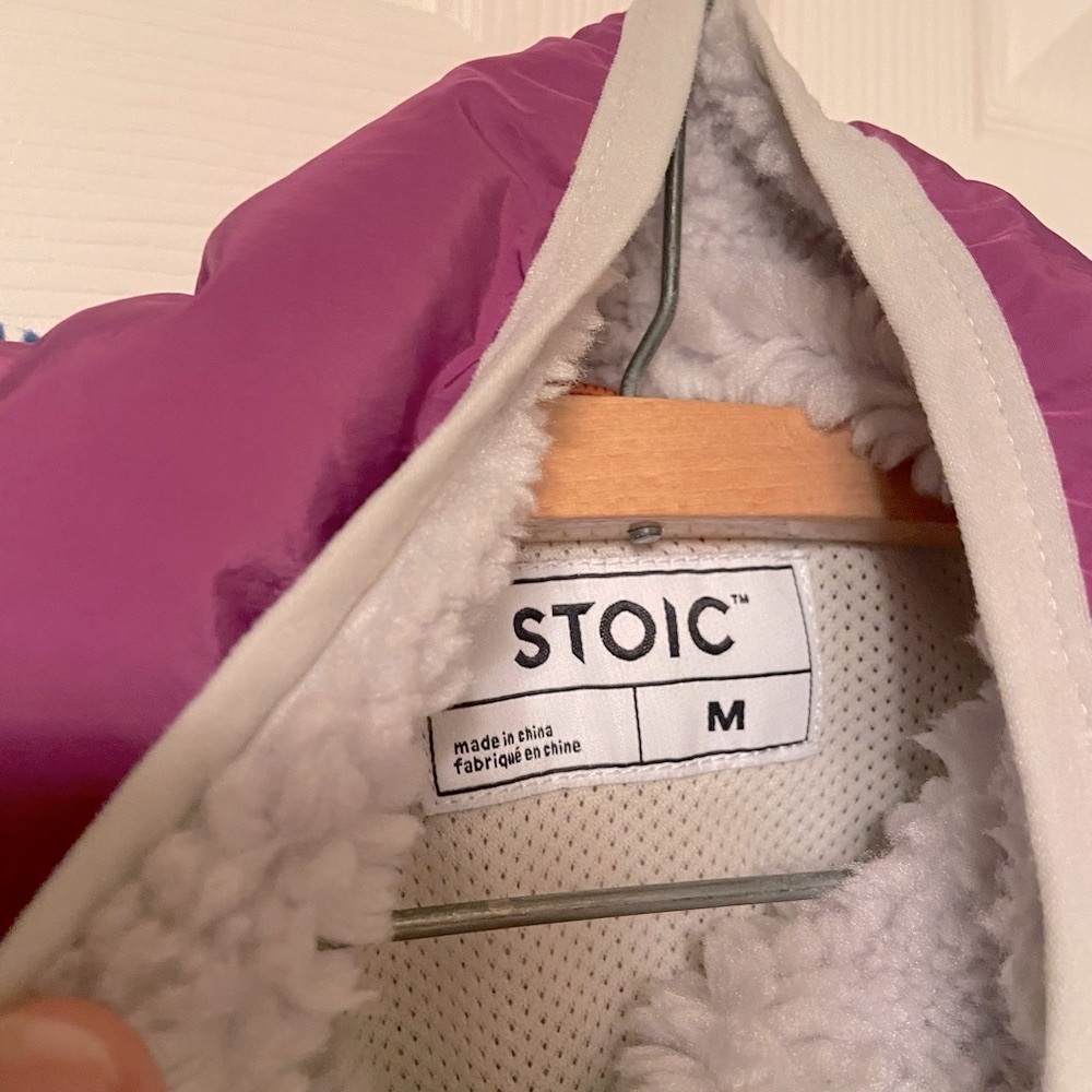 Stoic Sherpa Fleece Pullover Jacket – Colorblock Blue/White/Purple – Size M - Picture 3 of 4